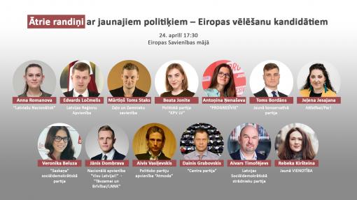 kandidāti no 13 partijām kas piedalīsies Eiropas vēlēšanās